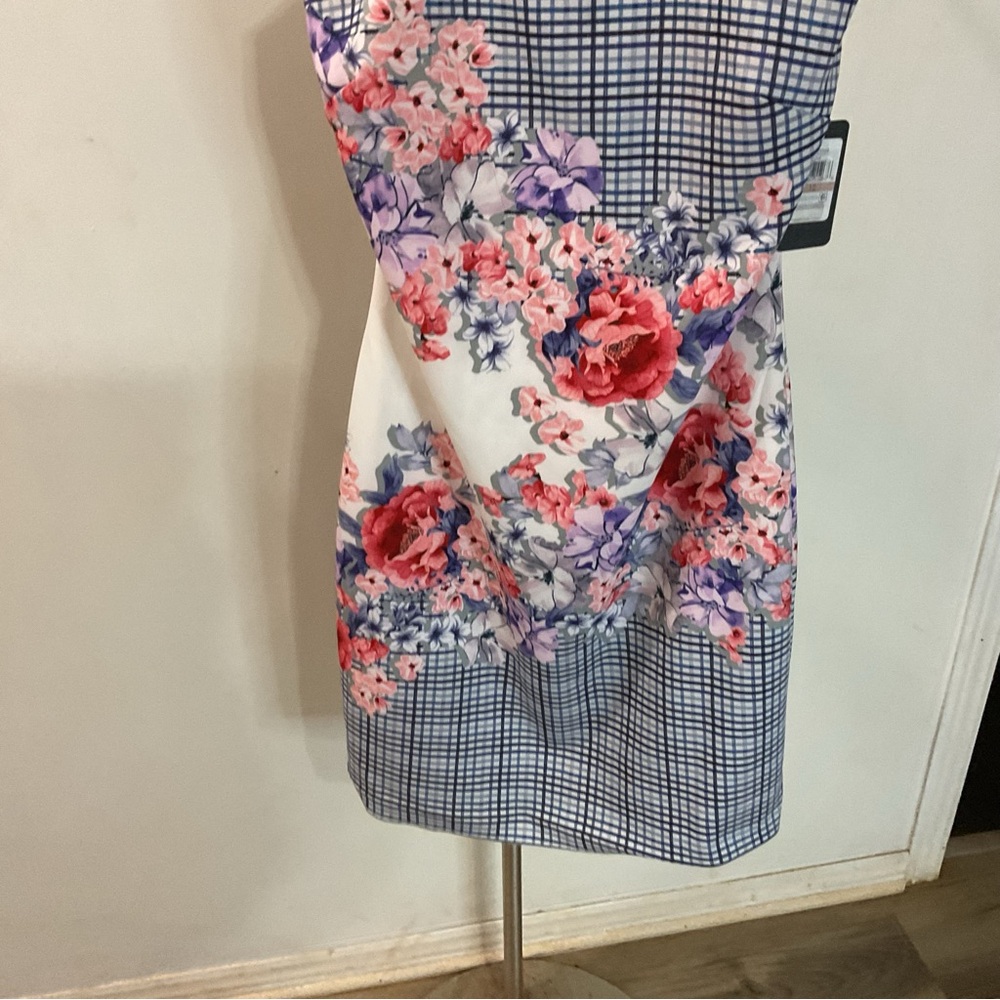 Guess Floral Checkered Mini Dress Size 12 NWT - Picture 5 of 13